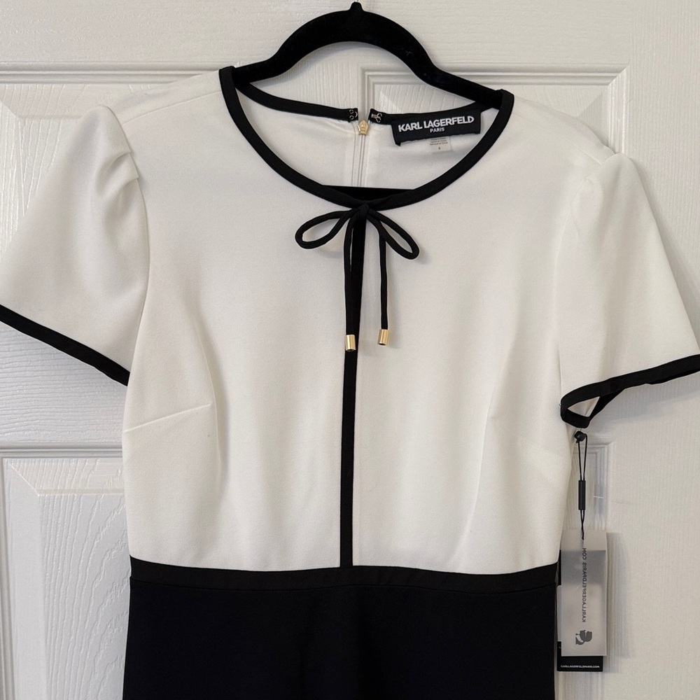New, Never worn - Karl Lagerfeld Black and White Mini Dress - Picture 2 of 3